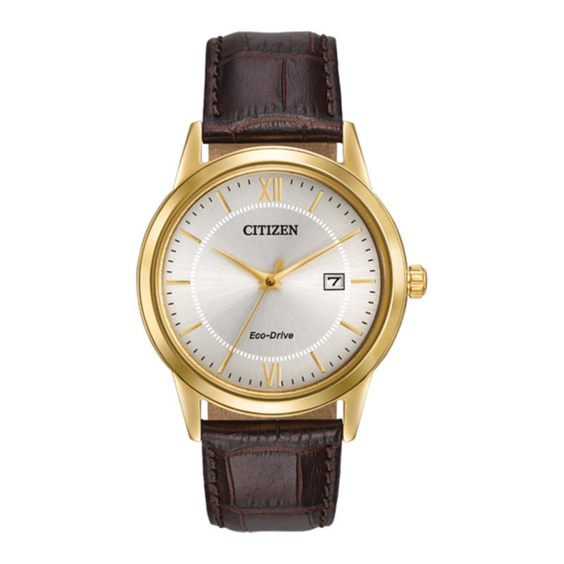 Men's Citizen Eco-Drive® Gold-Tone Strap Watch with Ivory Dial (Model: AW1232-04A)