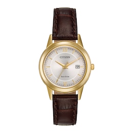 Ladies' Citizen Eco-Drive® Corso Gold-Tone Strap Watch with Ivory Dial (Model: FE1082-05A)
