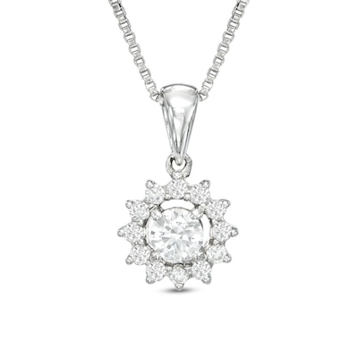 0.25 CT. T.W. Canadian Certified Diamond Starburst Pendant in 14K White Gold (I/I2)
