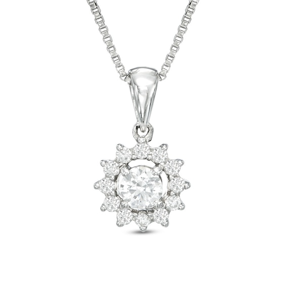 0.25 CT. T.W. Canadian Certified Diamond Starburst Pendant in 14K White Gold (I/I2)