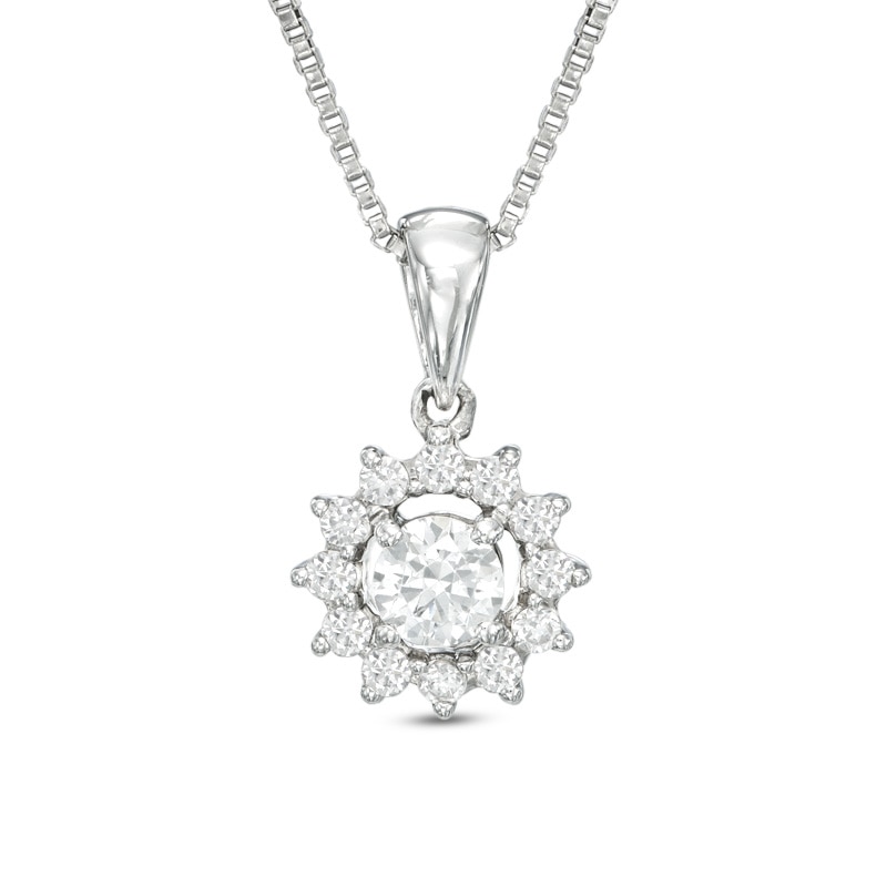 0.25 CT. T.W. Canadian Certified Diamond Starburst Pendant in 14K White Gold (I/I2)|Peoples Jewellers