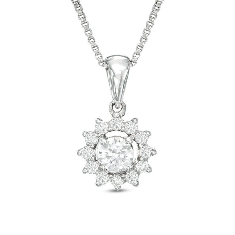 Main Image 1 of 0.25 CT. T.W. Canadian Certified Diamond Starburst Pendant in 14K White Gold (I/I2)