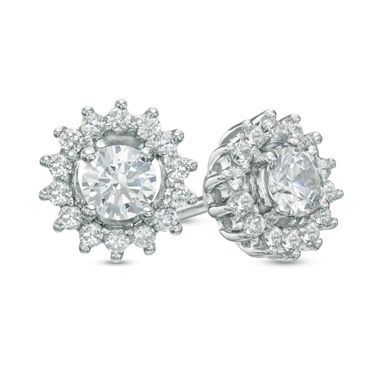 0.50 CT. T.W. Canadian Certified Diamond Starburst Earrings in 14K White Gold (I/I2)