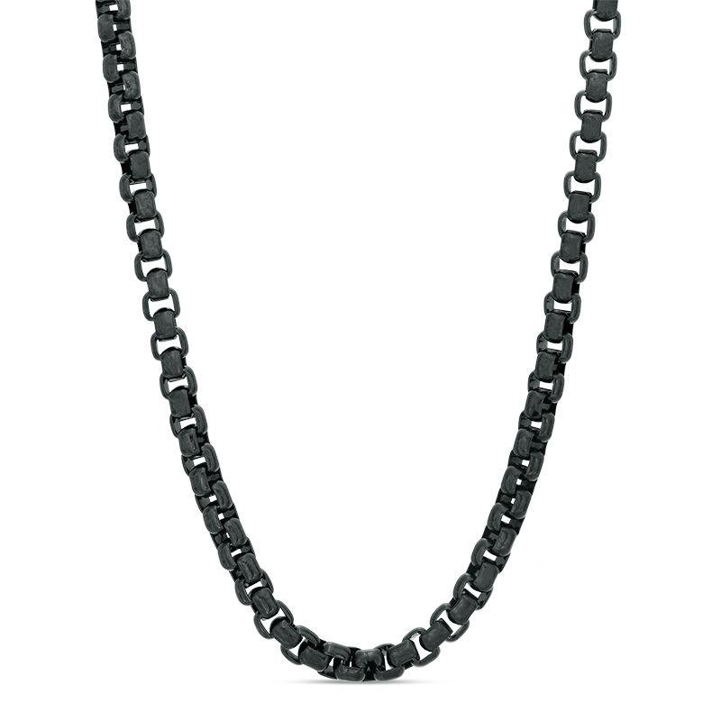 Main Image 1 of Men's 3.75mm Rolo Chain Necklace in Black IP Stainless Steel - 30"