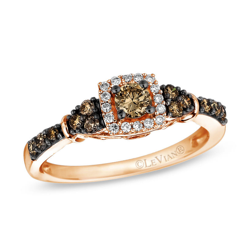 Le Vian Chocolate Diamonds® 0.51 CT. T.W. Diamond Square Frame Engagement Ring in 14K Strawberry Gold™