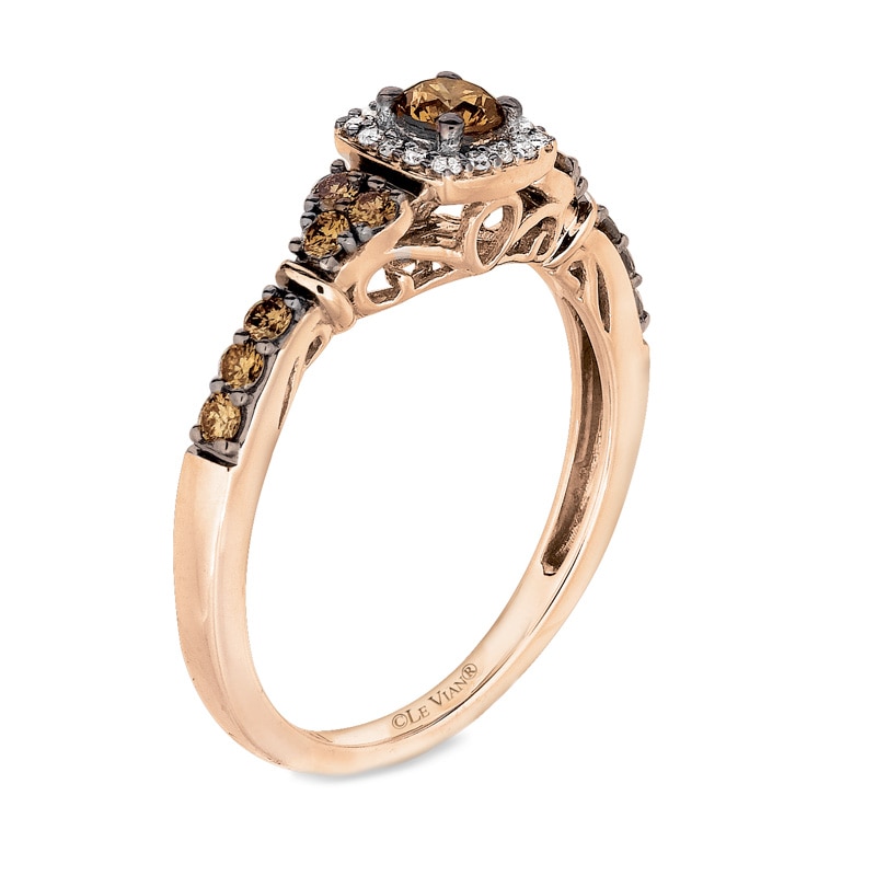 Main Image 2 of Le Vian Chocolate Diamonds® 0.51 CT. T.W. Diamond Square Frame Engagement Ring in 14K Strawberry Gold™