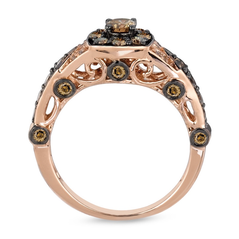 Le Vian Chocolate Diamonds® 1.03 CT. T.W. Diamond Frame Cluster Engagement Ring in 14K Strawberry Gold™