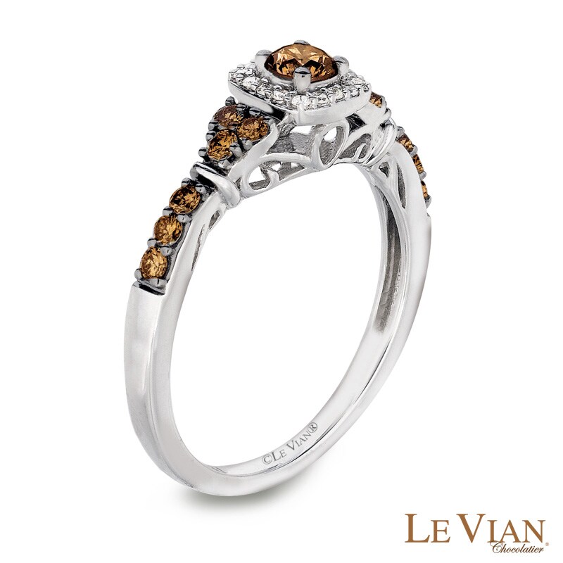 Le Vian Chocolate Diamonds® 0.51 CT. T.W. Diamond Frame Engagement Ring in 14K Vanilla Gold™