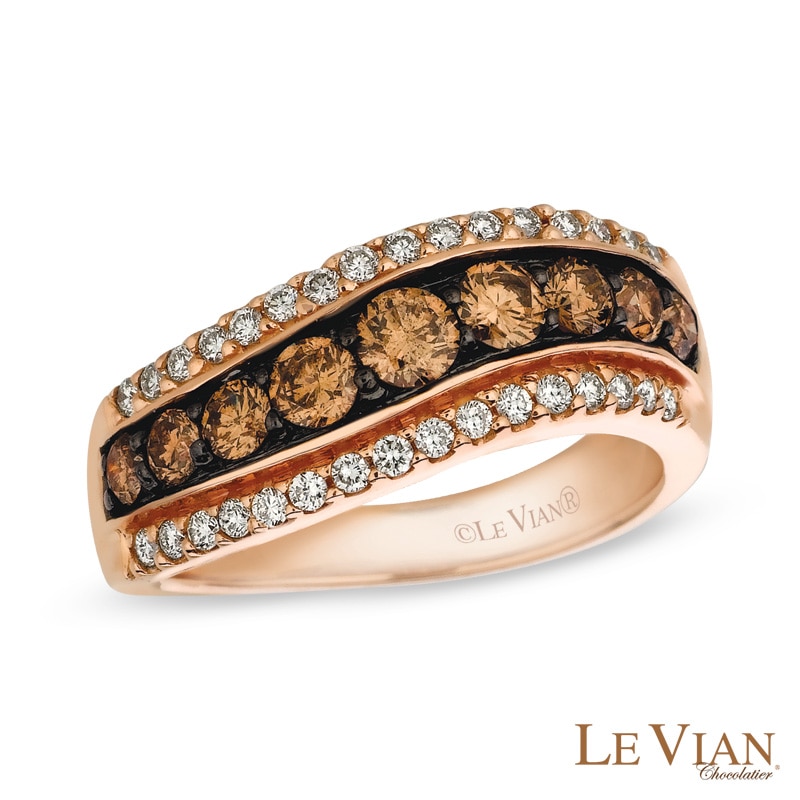 Main Image 1 of Le Vian Chocolate Diamonds® 1.19 CT. T.W. Diamond Triple Row Band in 14K Strawberry Gold™