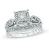 Thumbnail Image 1 of 0.20 CT. T.W. Diamond Cascading Bridal Set in Sterling Silver
