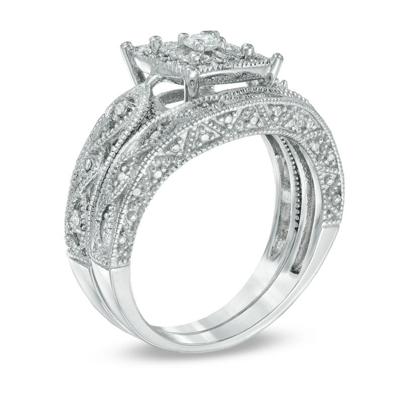 Main Image 2 of 0.20 CT. T.W. Diamond Cascading Bridal Set in Sterling Silver