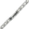 Thumbnail Image 0 of Men's 0.10 CT. T.W. Diamond Grey Carbon fibre ID Bracelet in Stainless Steel - 8.5"