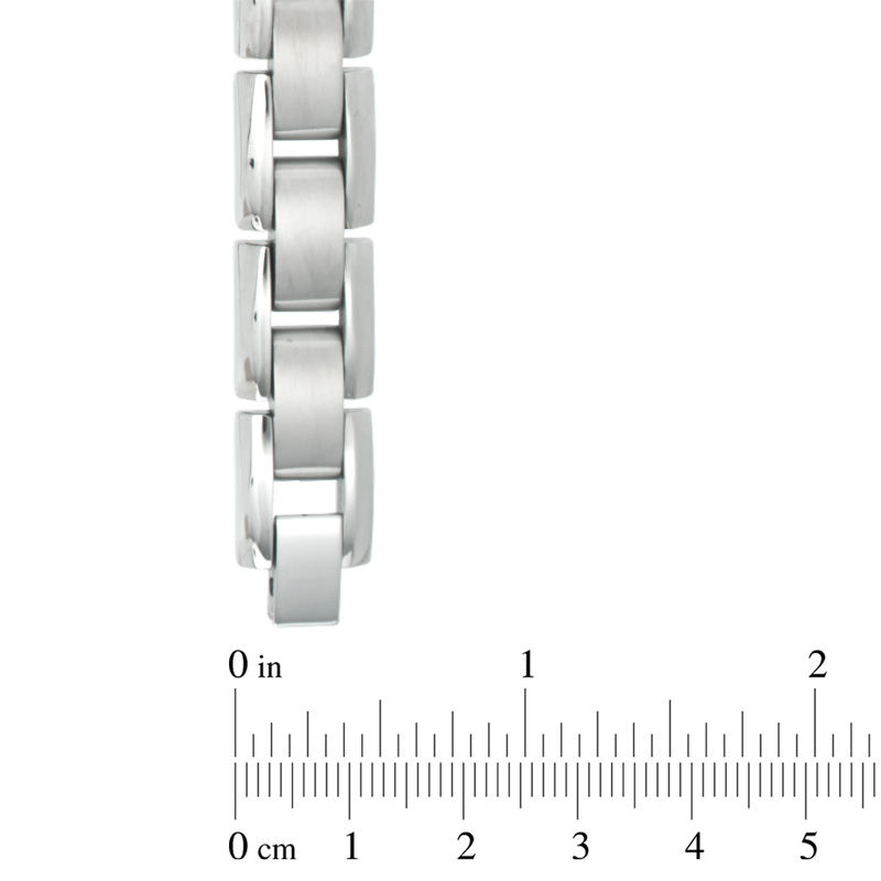 0.10 CT. T.W. Diamond Grey Carbon fibre ID Bracelet in Stainless Steel - 8.5"