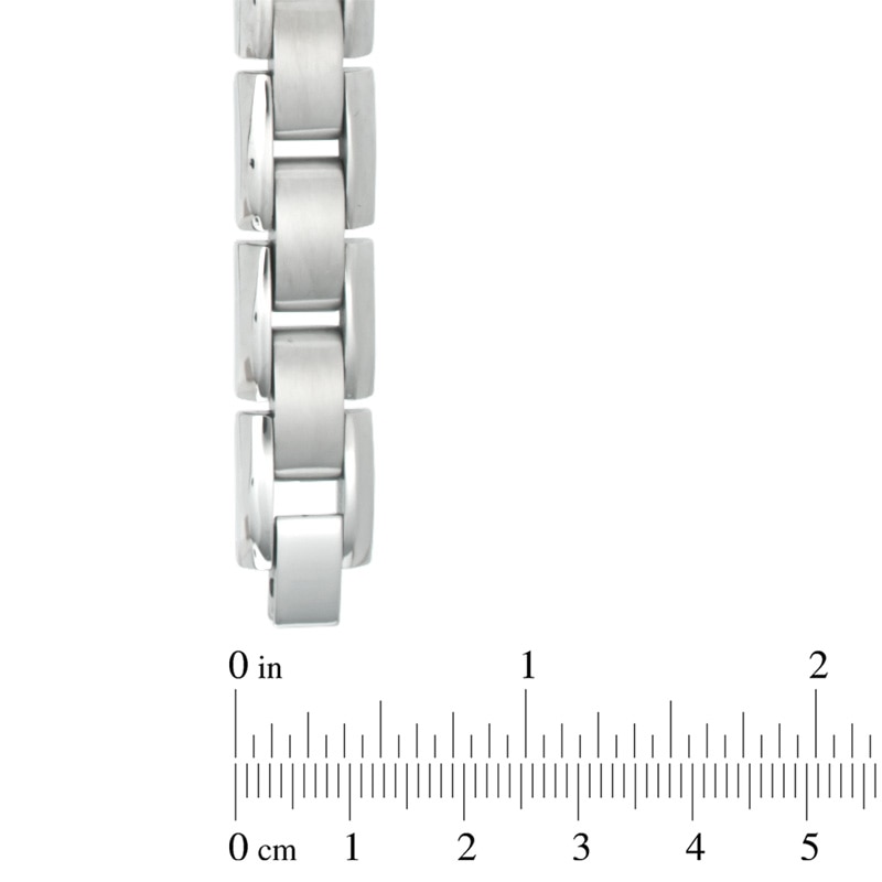 Men's 0.10 CT. T.W. Diamond Grey Carbon fibre ID Bracelet in Stainless Steel - 8.5"