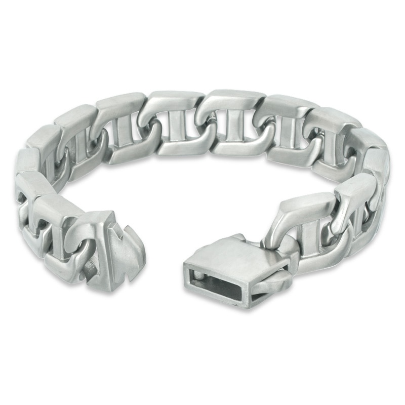 Men's 0.10 CT. T.W. Diamond Grey Carbon fibre ID Bracelet in Stainless Steel - 8.5"