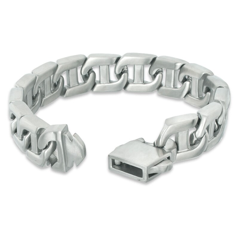Main Image 3 of Men's 0.10 CT. T.W. Diamond Grey Carbon fibre ID Bracelet in Stainless Steel - 8.5"