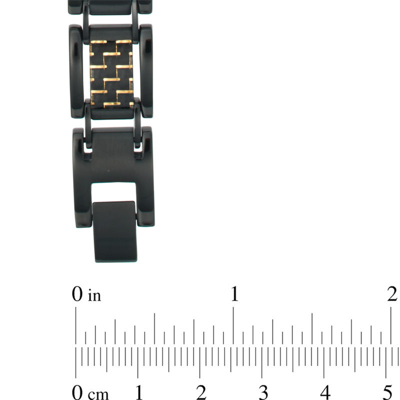 0.10 CT. T.W. Enhanced Yellow Diamond and Carbon fibre Bracelet in Black IP Stainless Steel - 8.5"