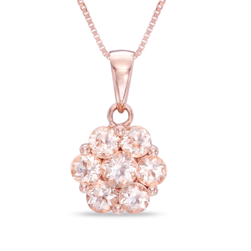 Main Image 1 of Morganite Flower Pendant in 10K Rose Gold