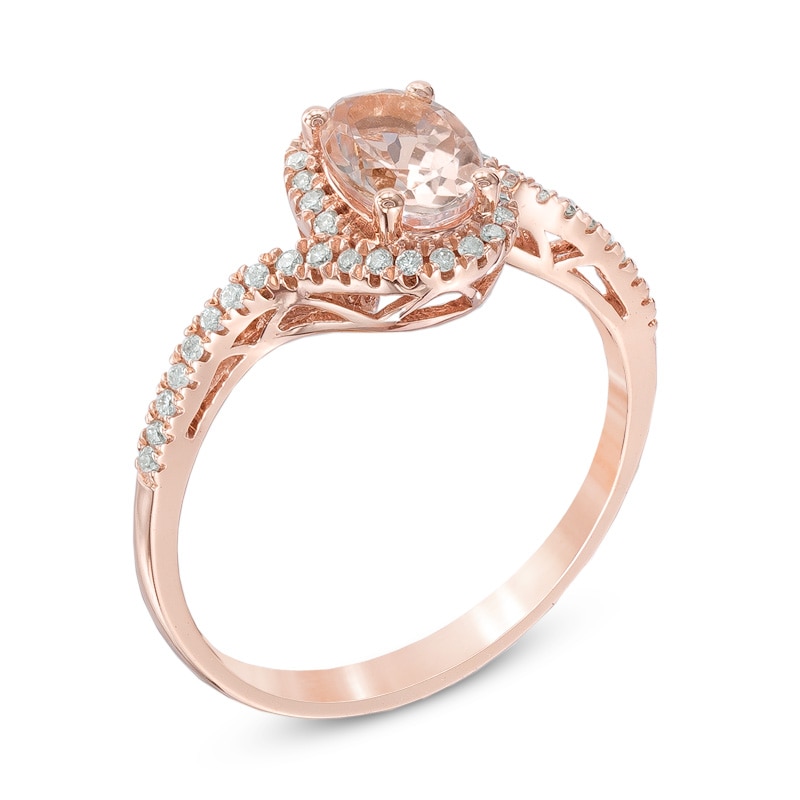 Oval Morganite and 0.14 CT. T.W. Diamond Ring in 10K Rose Gold