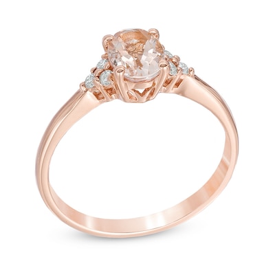 Oval Morganite and Diamond Accent Ring in 10K Rose Gold