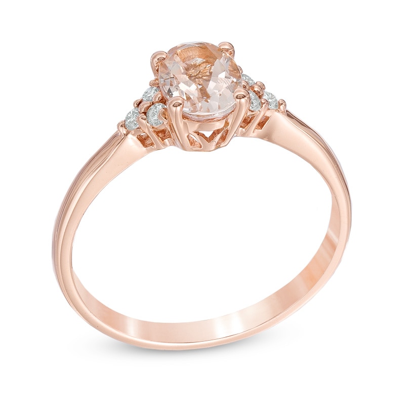 Oval Morganite and Diamond Accent Ring in 10K Rose Gold