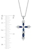 Thumbnail Image 1 of Marquise-Cut Lab-Created Blue and White Sapphire Cross Pendant in Sterling Silver