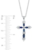 Marquise-Cut Lab-Created Blue and White Sapphire Cross Pendant in Sterling Silver
