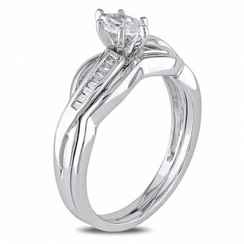 Main Image 2 of 0.49 CT. T.W. Marquise Diamond Bridal Set in 14K White Gold