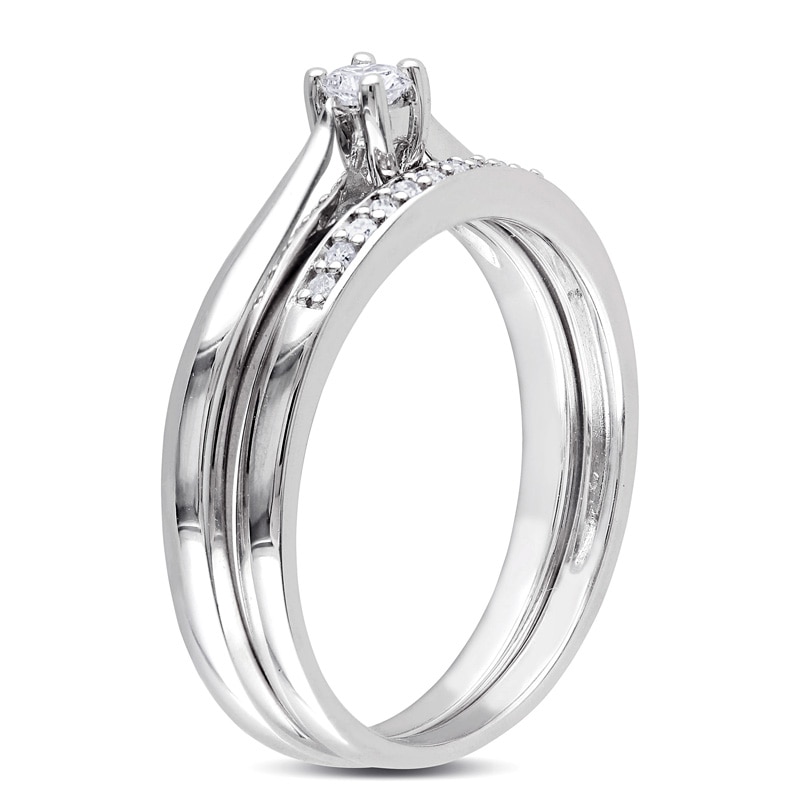 Main Image 2 of 0.15 CT. T.W. Diamond Bridal Set in Sterling Silver