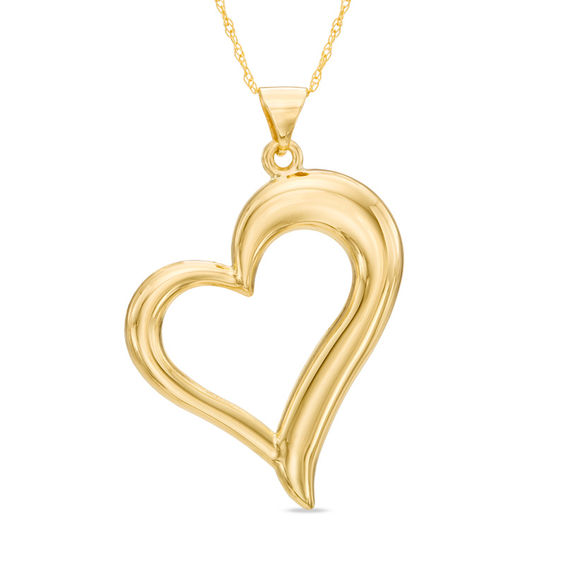 Tilted Heart Pendant in 10K Gold Heart Necklaces Necklaces