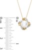 7.0mm Freshwater Cultured Pearl and Diamond Accent Swirl Pendant in 10K Gold