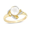 Thumbnail Image 1 of 7.0mm Freshwater Cultured Pearl and Diamond Accent Ring in 10K Gold