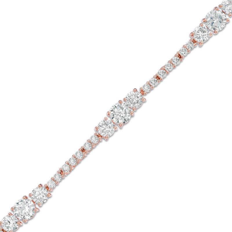 Lab-Created White Sapphire Bracelet in Sterling Silver with 18K Rose Gold Plate - 7.25"|Peoples Jewellers