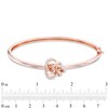 Lab-Created White Sapphire Knot Bangle in Sterling Silver with 18K Rose Gold Plate