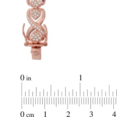 Lab-Created White Sapphire Bracelet in Sterling Silver with 18K Rose Gold Plate - 7.25"