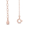 Thumbnail Image 1 of Lab-Created White Sapphire Bow Heart Lariat-Style Necklace in Sterling Silver with 18K Rose Gold Plate - 18.5"