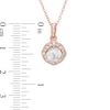 Thumbnail Image 2 of Lab-Created White Sapphire Vintage-Style Pendant and Stud Earrings Set in Sterling Silver with 18K Rose Gold Plate