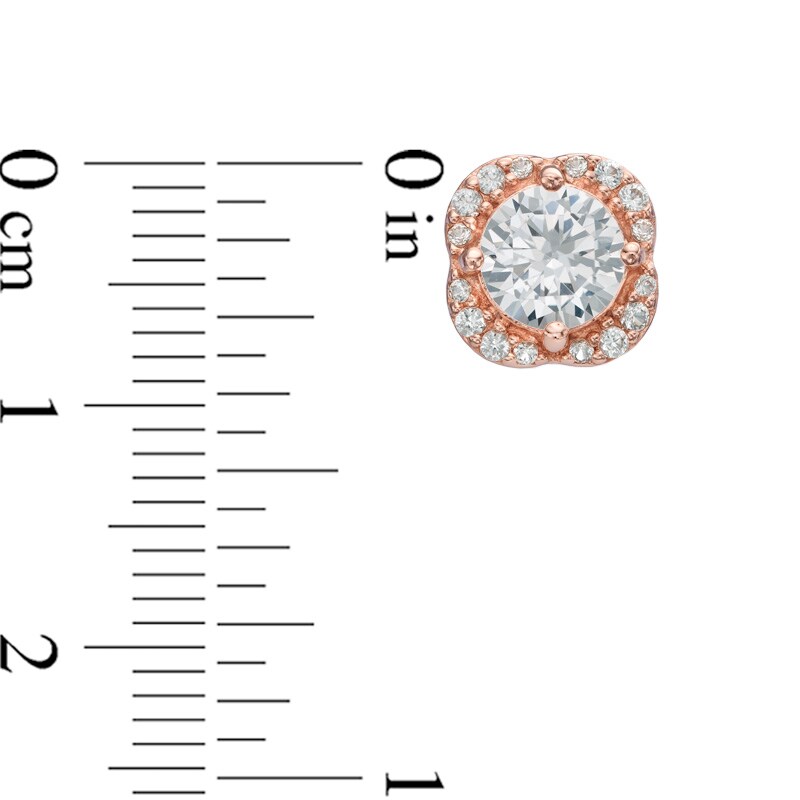 Main Image 3 of Lab-Created White Sapphire Vintage-Style Pendant and Stud Earrings Set in Sterling Silver with 18K Rose Gold Plate