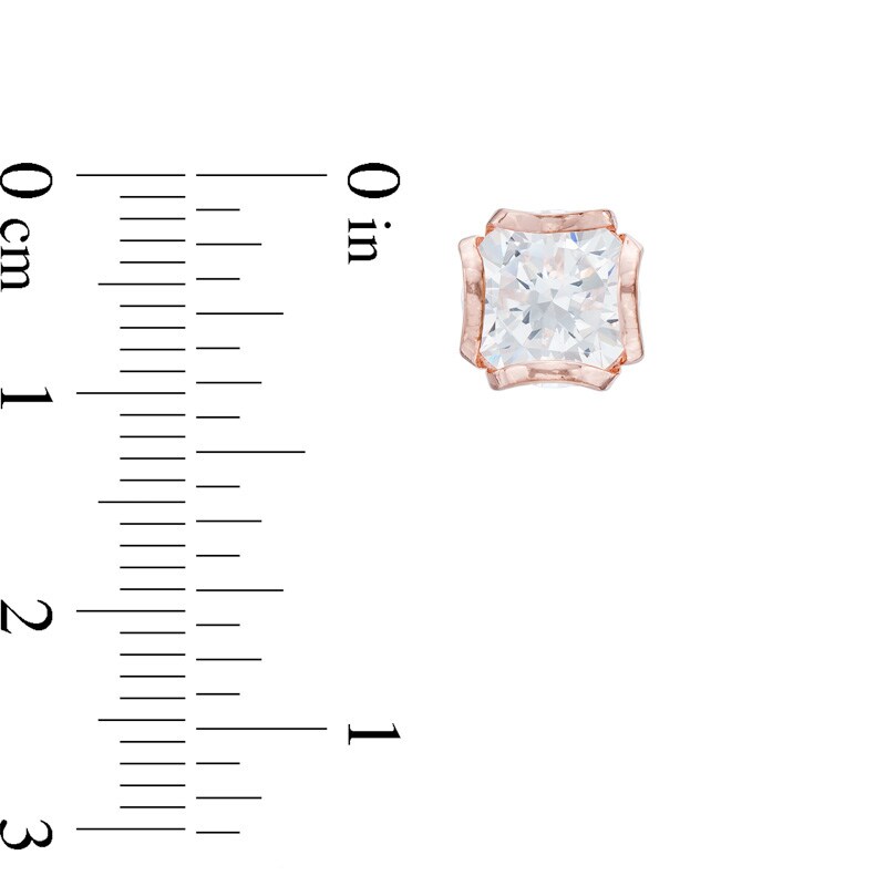 8.0mm White Lab-Created Sapphire Soliatire Stud Earrings in Sterling Silver with 18K Rose Gold Plate