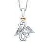 Open Hearts Rhythm by Jane Seymour™ Wings with Halo Pendant in Sterling Silver and 10K Gold