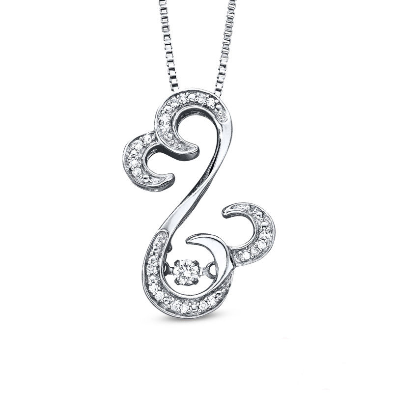 Main Image 1 of Open Hearts Rhythm by Jane Seymour™ 0.10 CT. T.W. Diamond Curlique Pendant in Sterling Silver