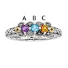 Thumbnail Image 1 of Mother's Simulated Birthstone and Diamond Accent Ring in Sterling Silver and 14K Gold (3 Stones)