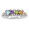 Thumbnail Image 1 of Mother's Simulated Birthstone and Diamond Accent Ring in Sterling Silver and 14K Gold (4 Stones)