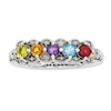Thumbnail Image 1 of Mother's Simulated Birthstone and Diamond Accent Ring in Sterling Silver and 14K Gold (5 Stones)