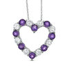 Thumbnail Image 1 of Amethyst and Lab-Created White Sapphire Heart Pendant in 10K White Gold