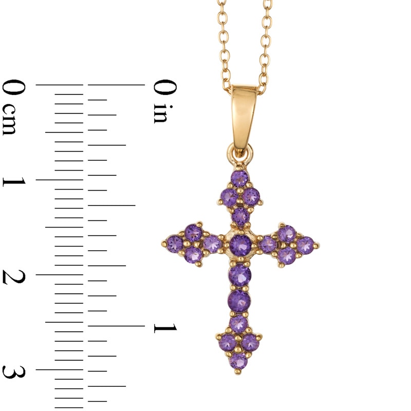 Main Image 2 of Amethyst Cross Pendant in Sterling Silver and 18K Gold Plate