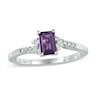 Thumbnail Image 0 of Emerald-Cut Amethyst, White Topaz and Diamond Accent Ring in 10K White Gold