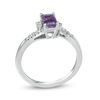 Thumbnail Image 1 of Emerald-Cut Amethyst, White Topaz and Diamond Accent Ring in 10K White Gold