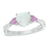 Thumbnail Image 0 of 7.0mm Heart-Shaped Lab-Created Opal and Pink Sapphire Ring in Sterling Silver