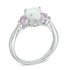 Thumbnail Image 1 of 7.0mm Heart-Shaped Lab-Created Opal and Pink Sapphire Ring in Sterling Silver